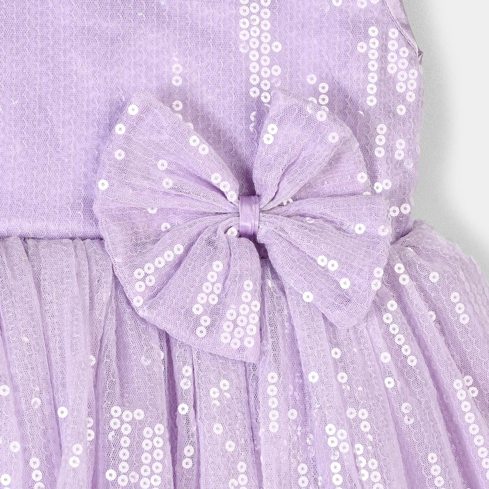 Girls Sequence Fancy Frock-Jewel-Lilac