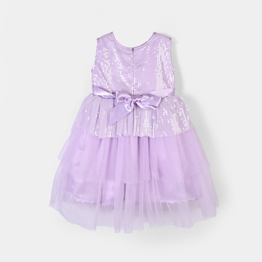 Girls Sequence Fancy Frock-Jewel-Lilac