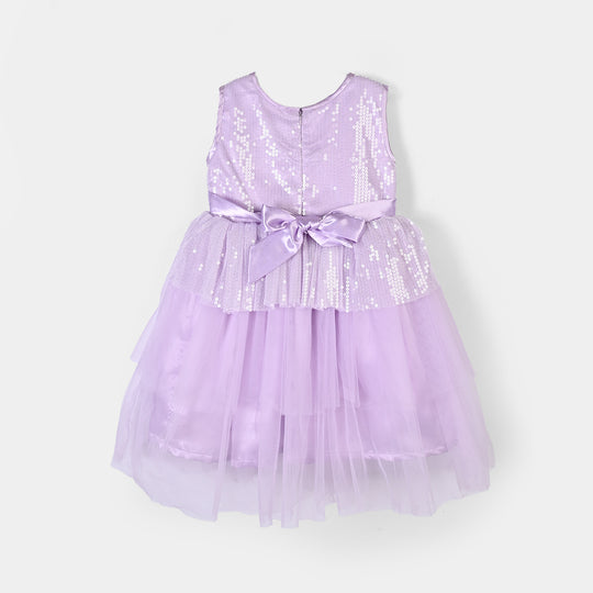 Girls Sequence Fancy Frock-Jewel-Lilac