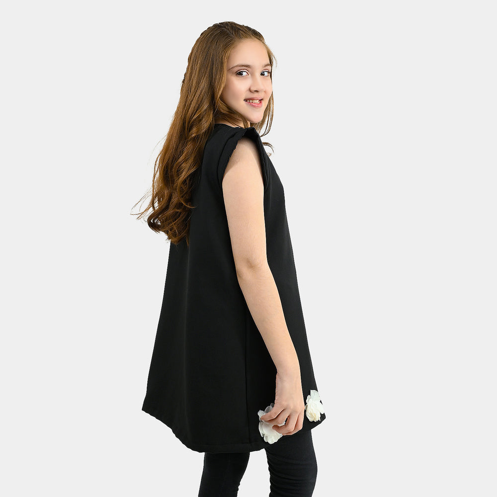 Girls Poly Satin Fancy Frock Blooming Beauty - BLACK