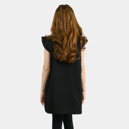 Girls Poly Satin Fancy Frock Blooming Beauty - BLACK