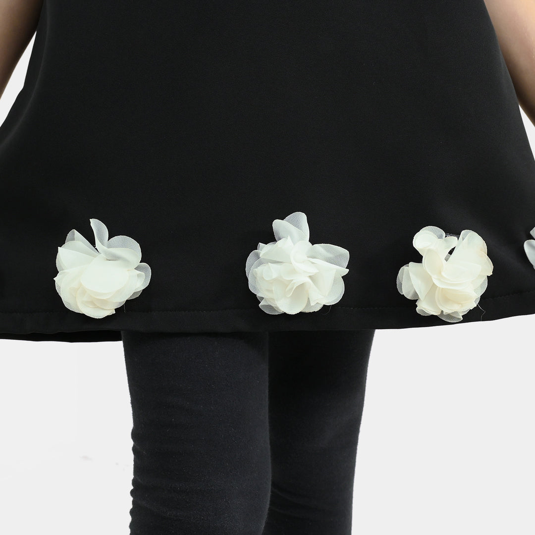 Girls Poly Satin Fancy Frock Blooming Beauty - BLACK