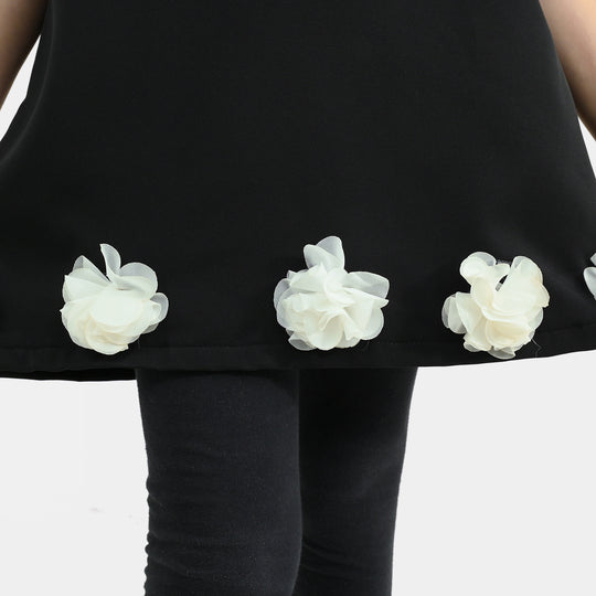 Girls Poly Satin Fancy Frock Blooming Beauty - BLACK