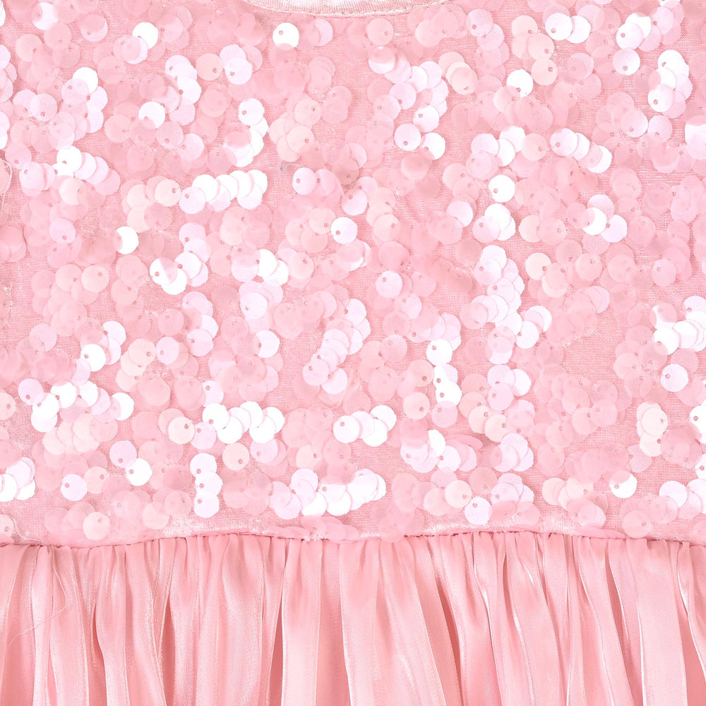 Girls Sequence Fancy Frock-Graceful-Lt Pink