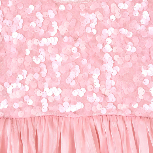 Girls Sequence Fancy Frock-Graceful-Lt Pink