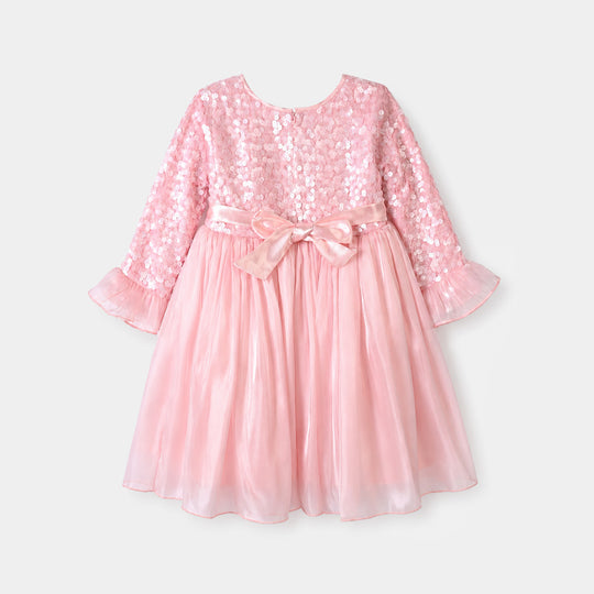 Girls Sequence Fancy Frock-Graceful-Lt Pink