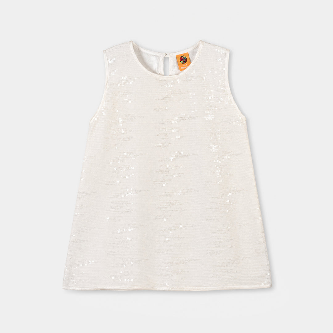 Girls Sequence Fancy Frock-Royal Fairy-White