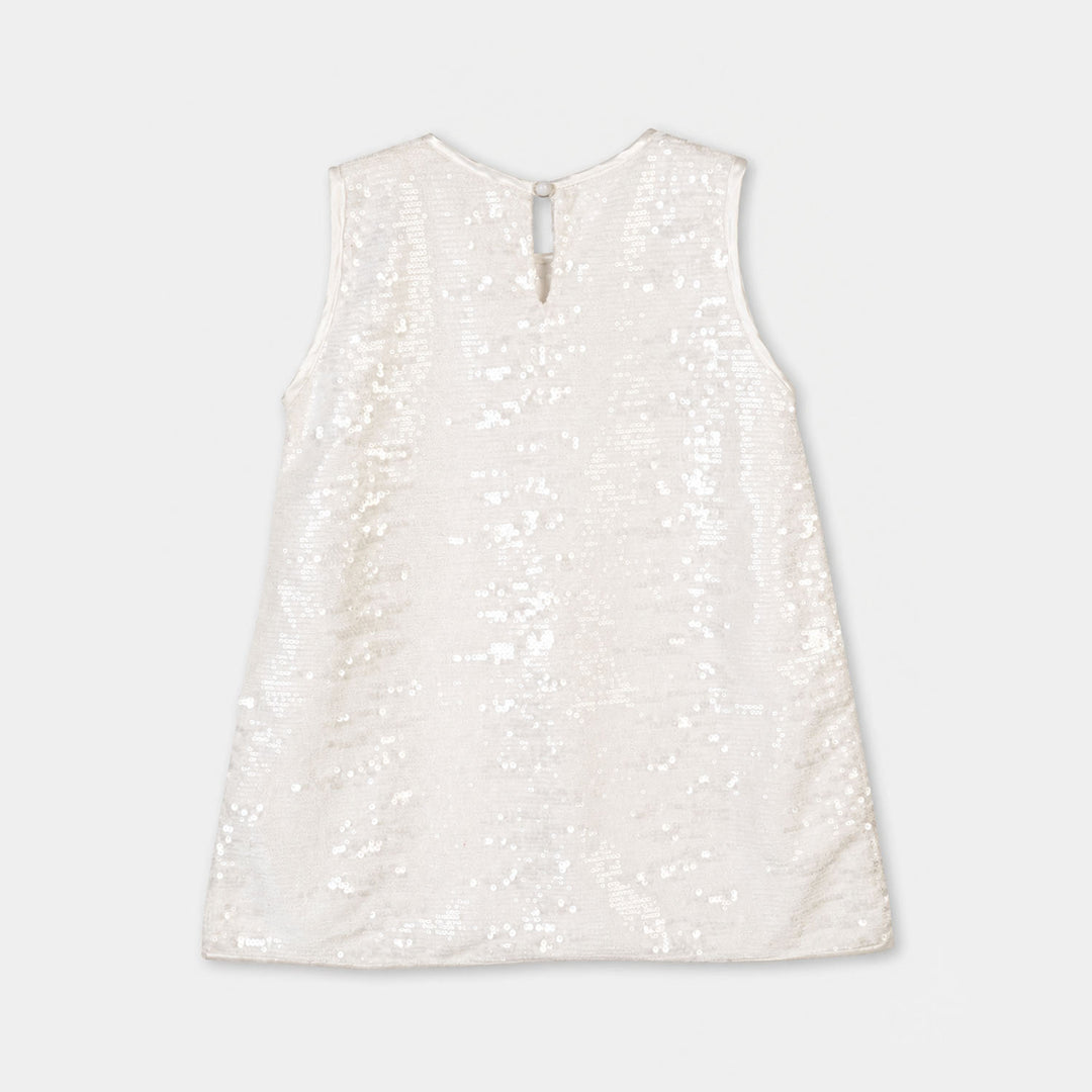 Girls Sequence Fancy Frock-Royal Fairy-White