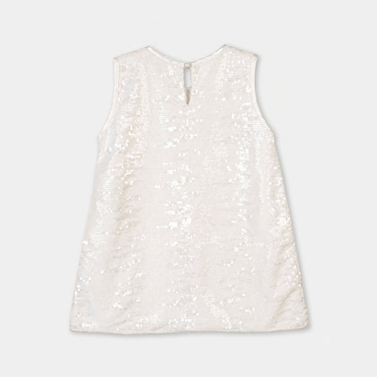 Girls Sequence Fancy Frock-Royal Fairy-White