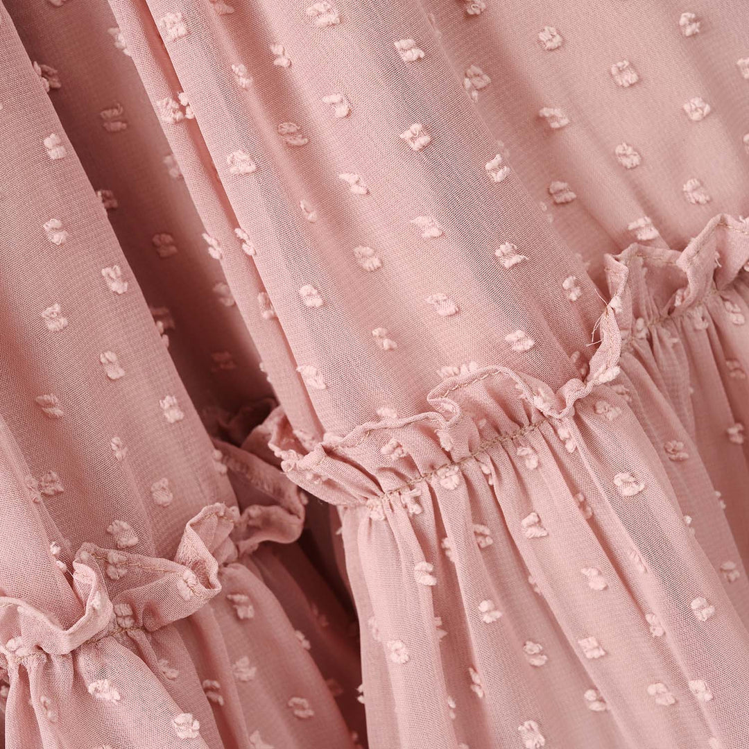 Girls Poly Brochia Fancy Frock Breeze - Peach