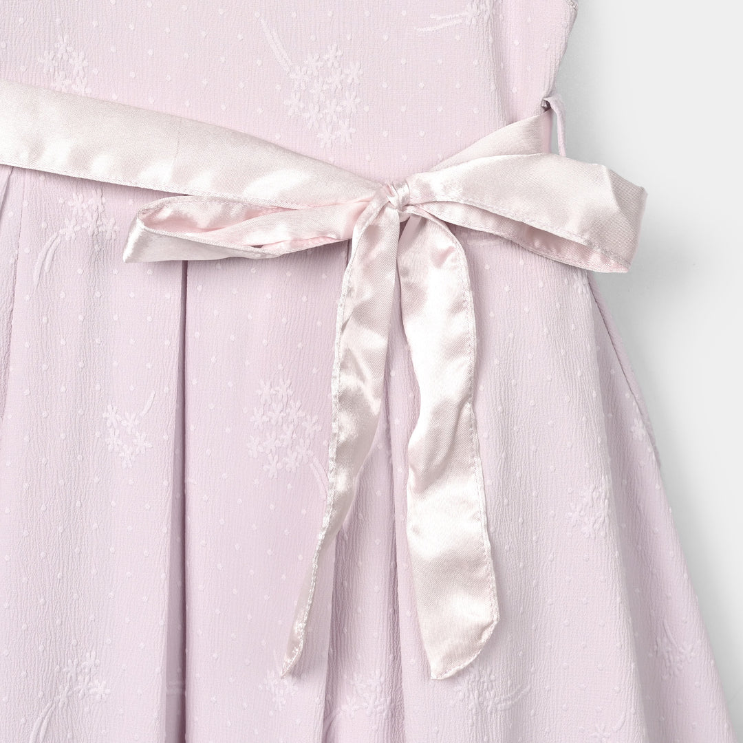 Girls Jacquard Fancy Frock-Lilac