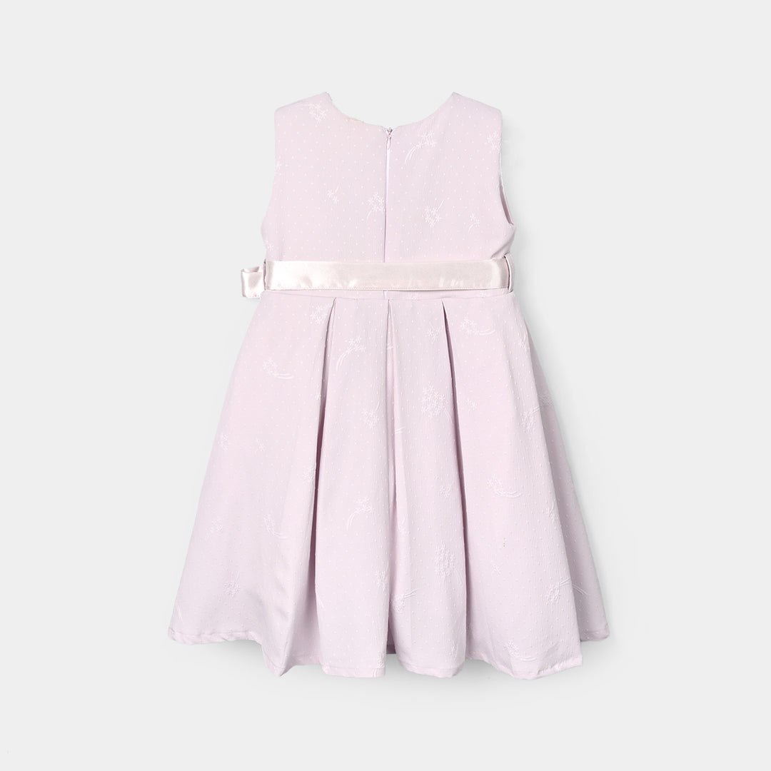 Girls Jacquard Fancy Frock-Lilac