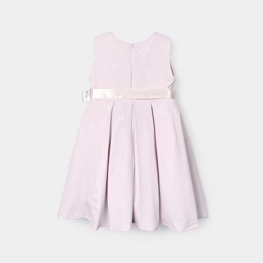 Girls Jacquard Fancy Frock-Lilac