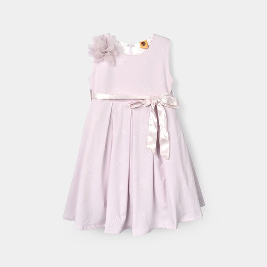 Girls Jacquard Fancy Frock-Lilac