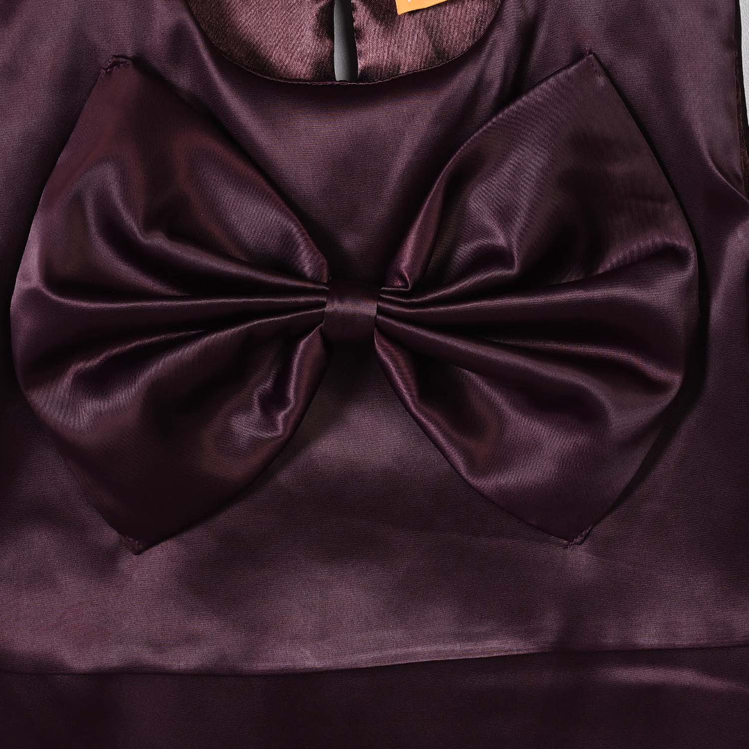 Girls Poly Satin Fancy Frock Star Princess-Plum