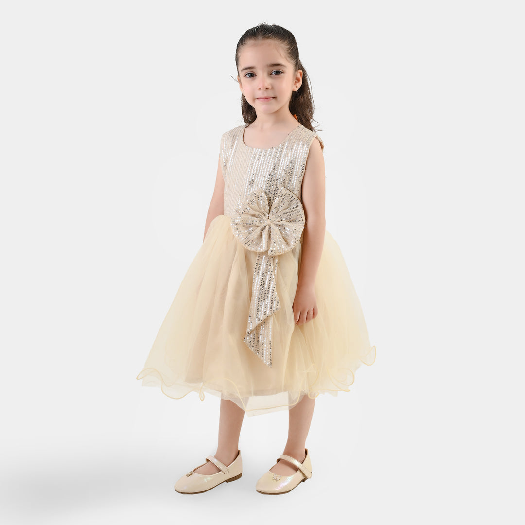 Girls Sequence Fancy Frock-Pretty Girl-BEIGE