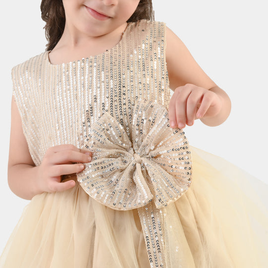Girls Sequence Fancy Frock-Pretty Girl-BEIGE