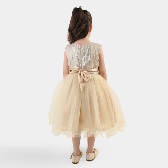 Girls Sequence Fancy Frock-Pretty Girl-BEIGE