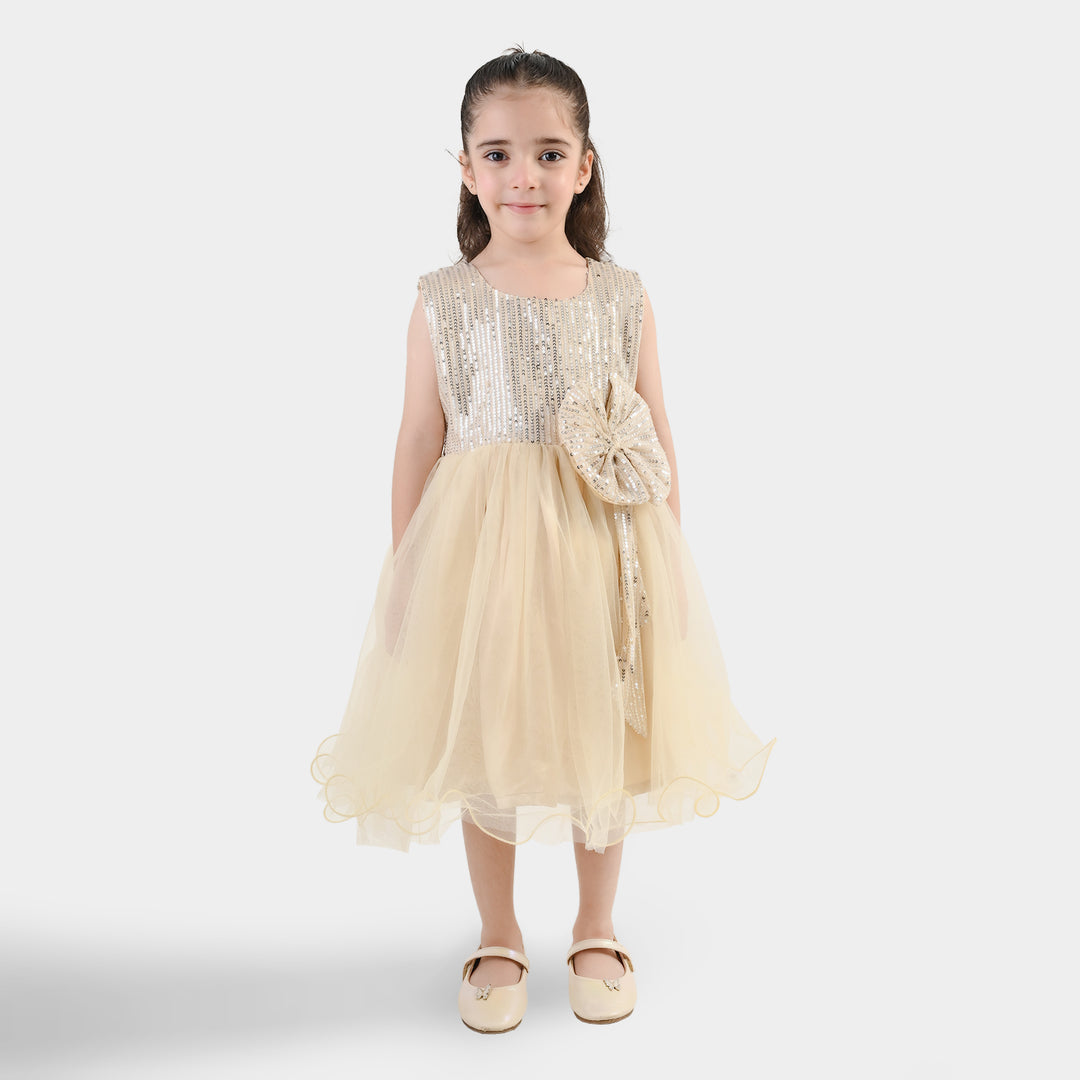 Girls Sequence Fancy Frock-Pretty Girl-BEIGE