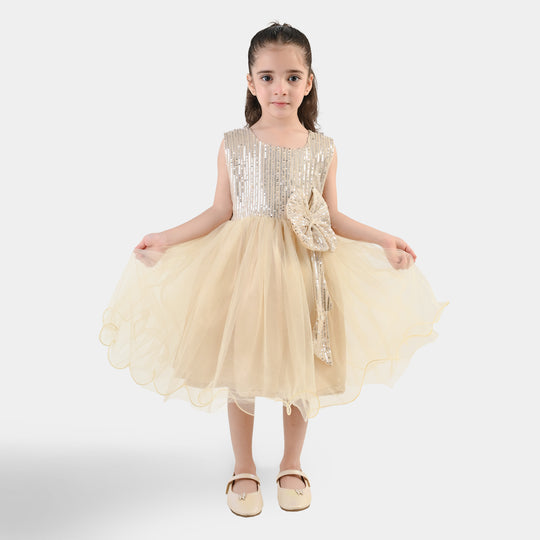 Girls Sequence Fancy Frock-Pretty Girl-BEIGE