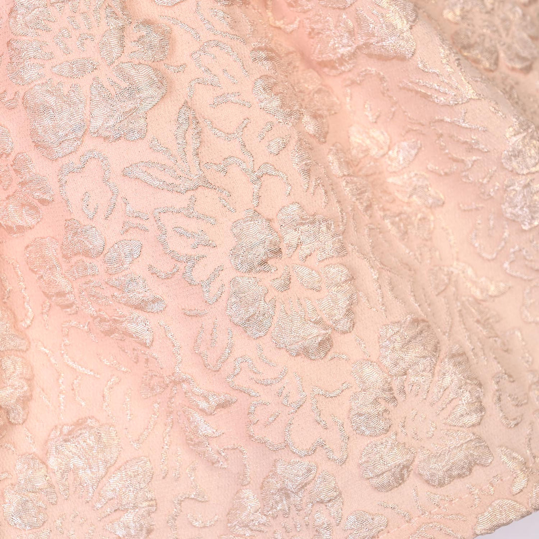 Infant Girls Jacquard Fancy Frock-Baby Floral-Peach