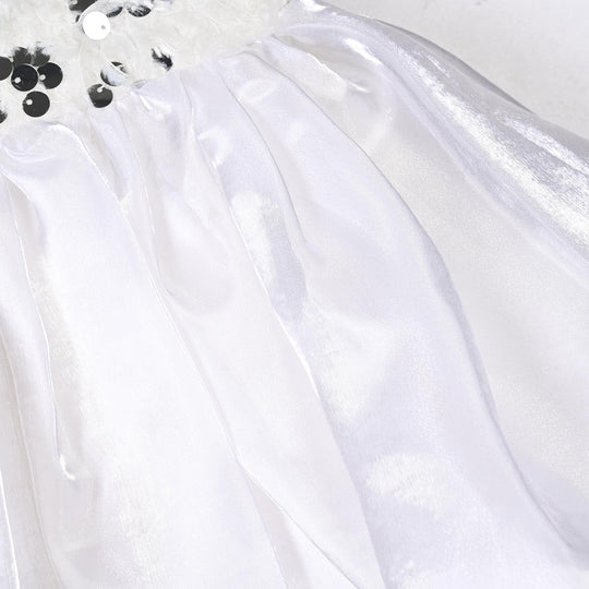 Infant Girls Sequence Fancy Frock-Stylish-White