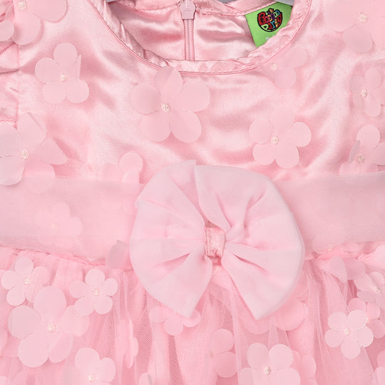 Infant Girls Net Fancy Frock - Blossom Baby - Pink