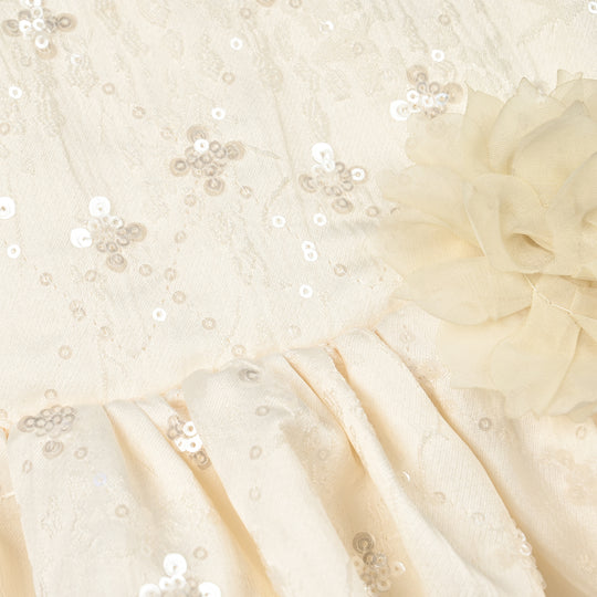 Infant Girls Sequence Fancy Frock-Pretty Doll-OFF-White