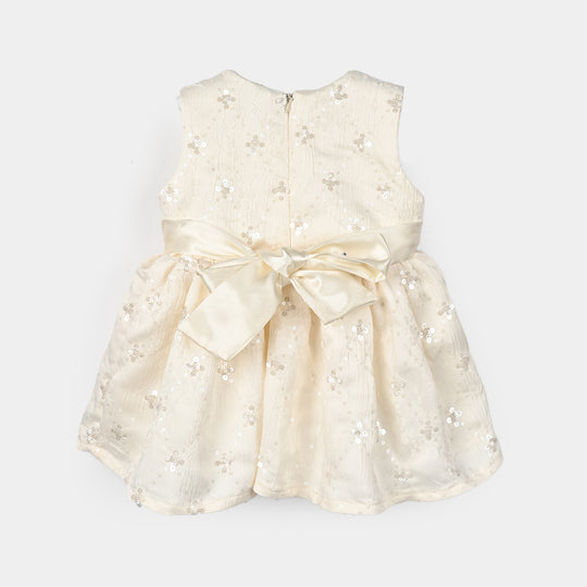 Infant Girls Sequence Fancy Frock-Pretty Doll-OFF-White