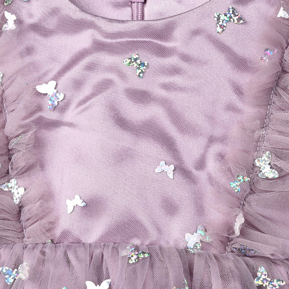 Infant Girls Net Fancy Frock Shine - Lilac