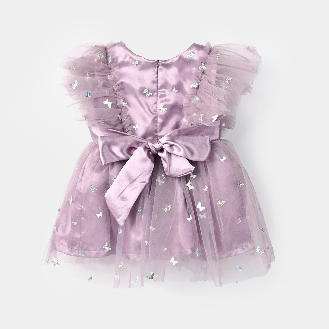 Infant Girls Net Fancy Frock Shine - Lilac