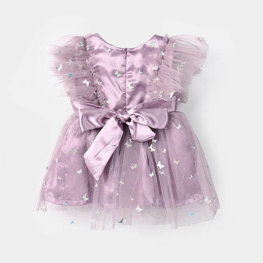 Infant Girls Net Fancy Frock Shine - Lilac