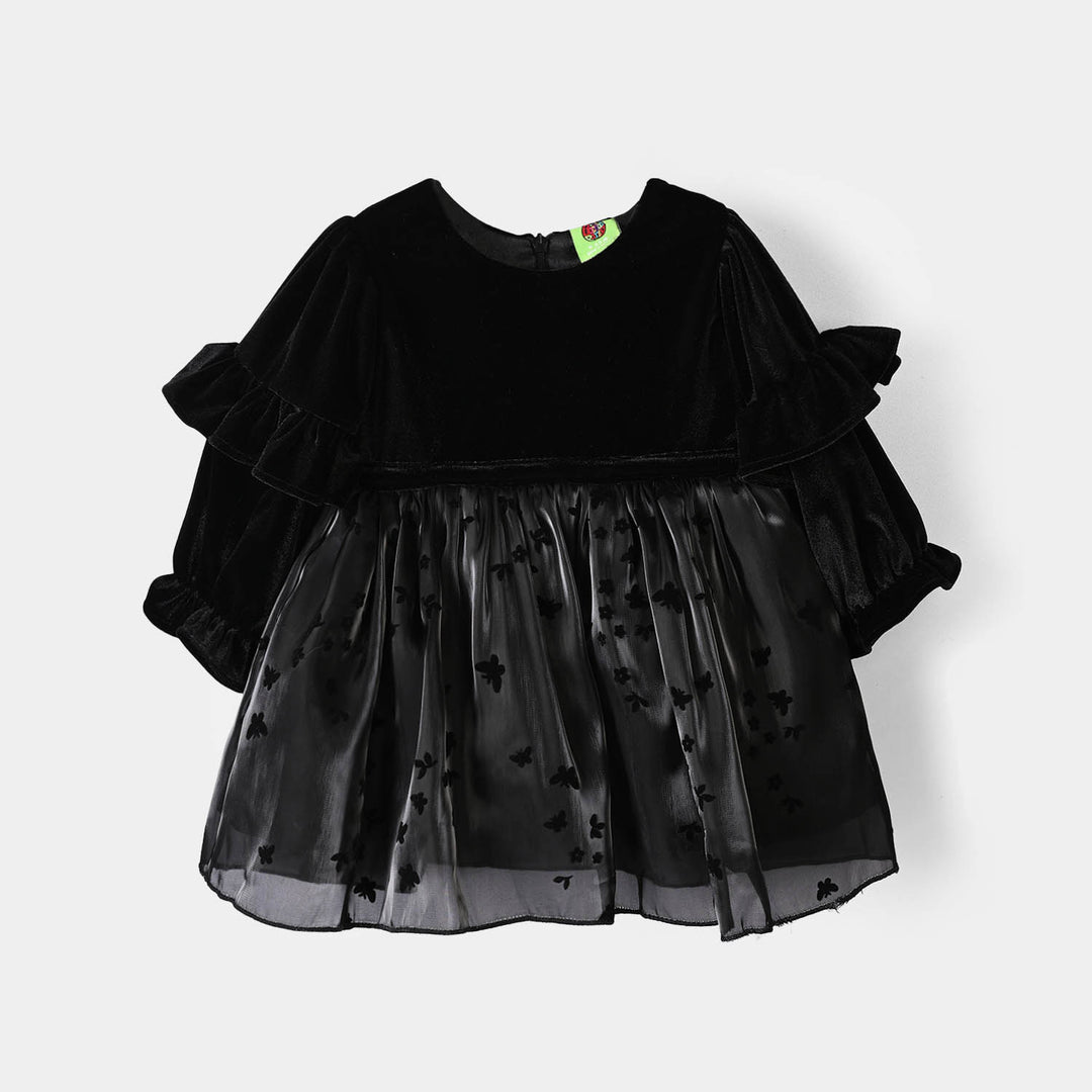 Infant Girls Velvet Fancy Frock-Velvet Grace-BLACK