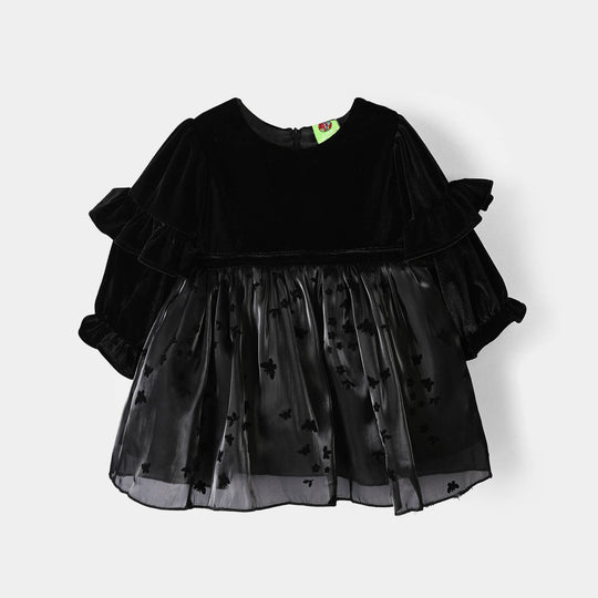 Infant Girls Velvet Fancy Frock-Velvet Grace-BLACK