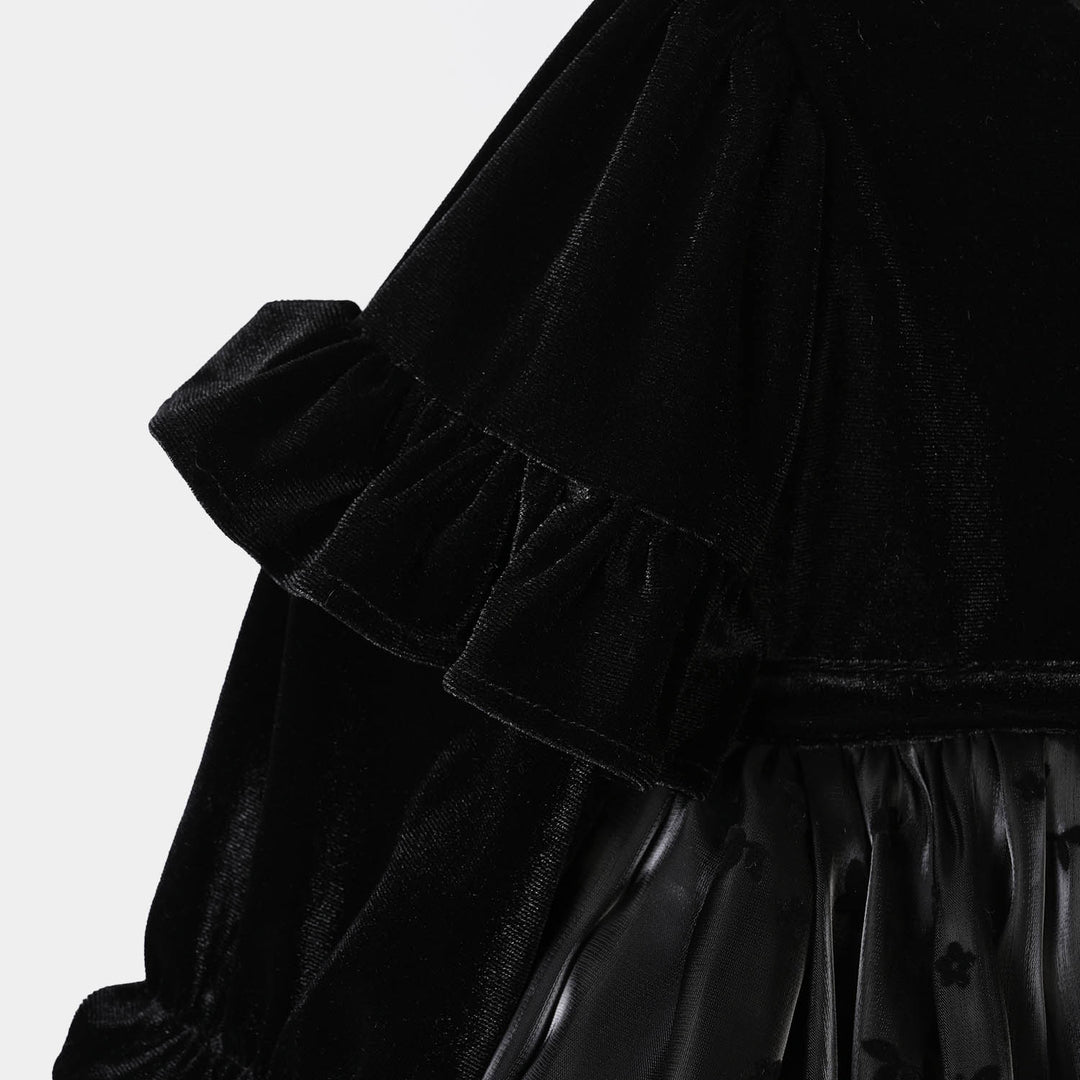 Infant Girls Velvet Fancy Frock-Velvet Grace-BLACK