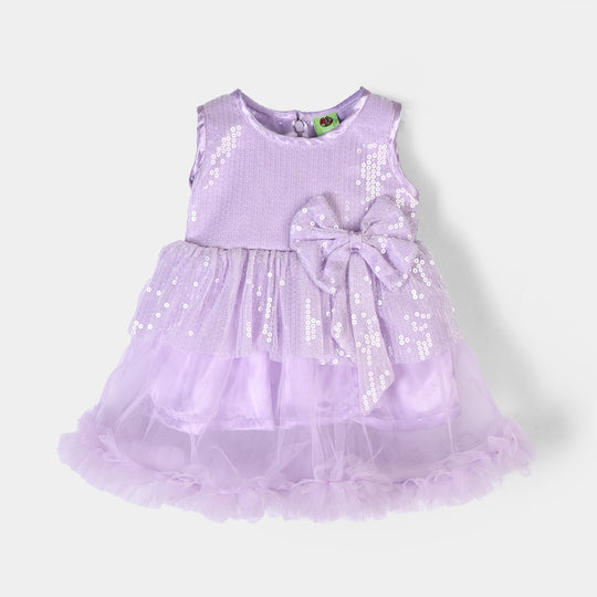 Infant Girls Sequence Fancy Frock-Jewel-Lilac