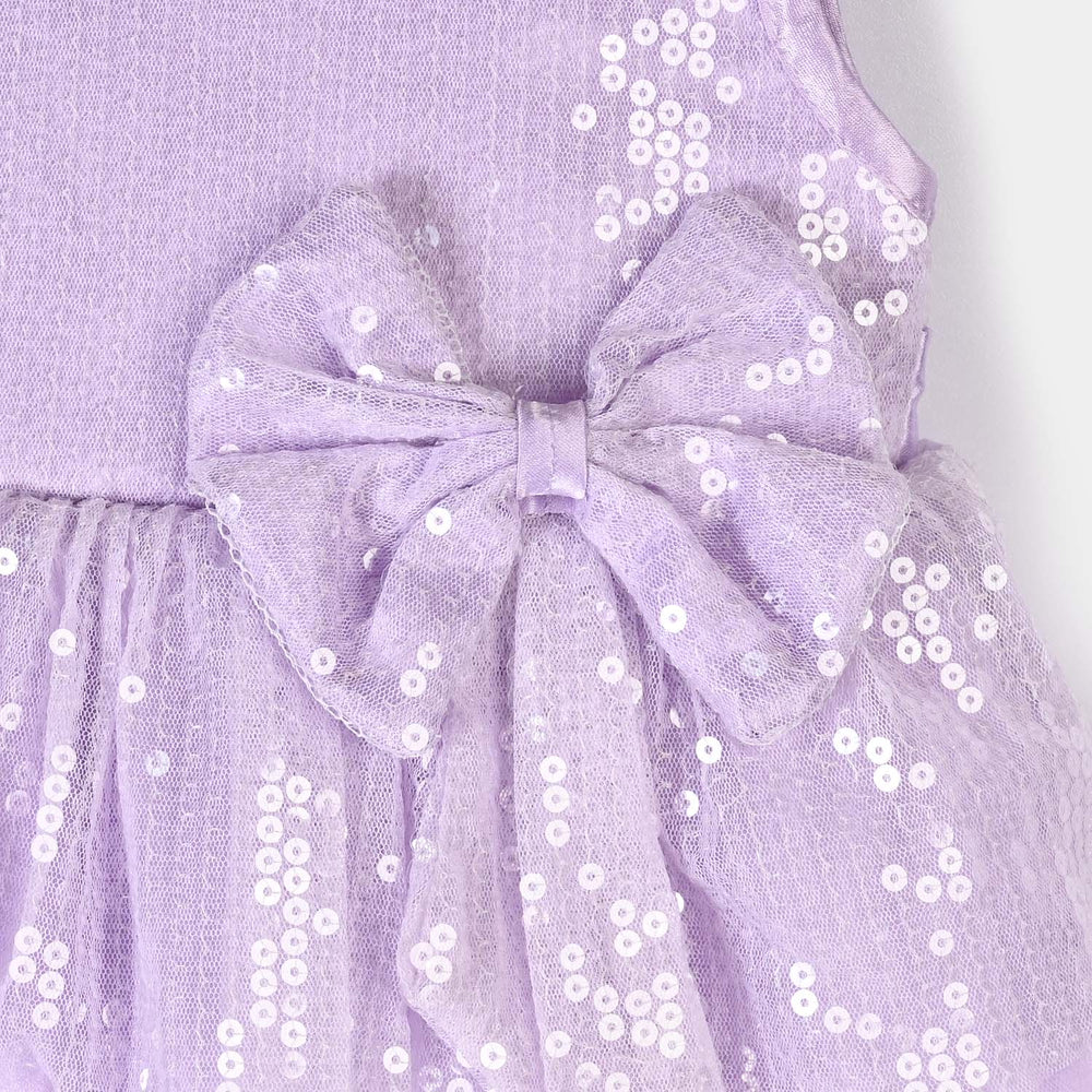 Infant Girls Sequence Fancy Frock-Jewel-Lilac