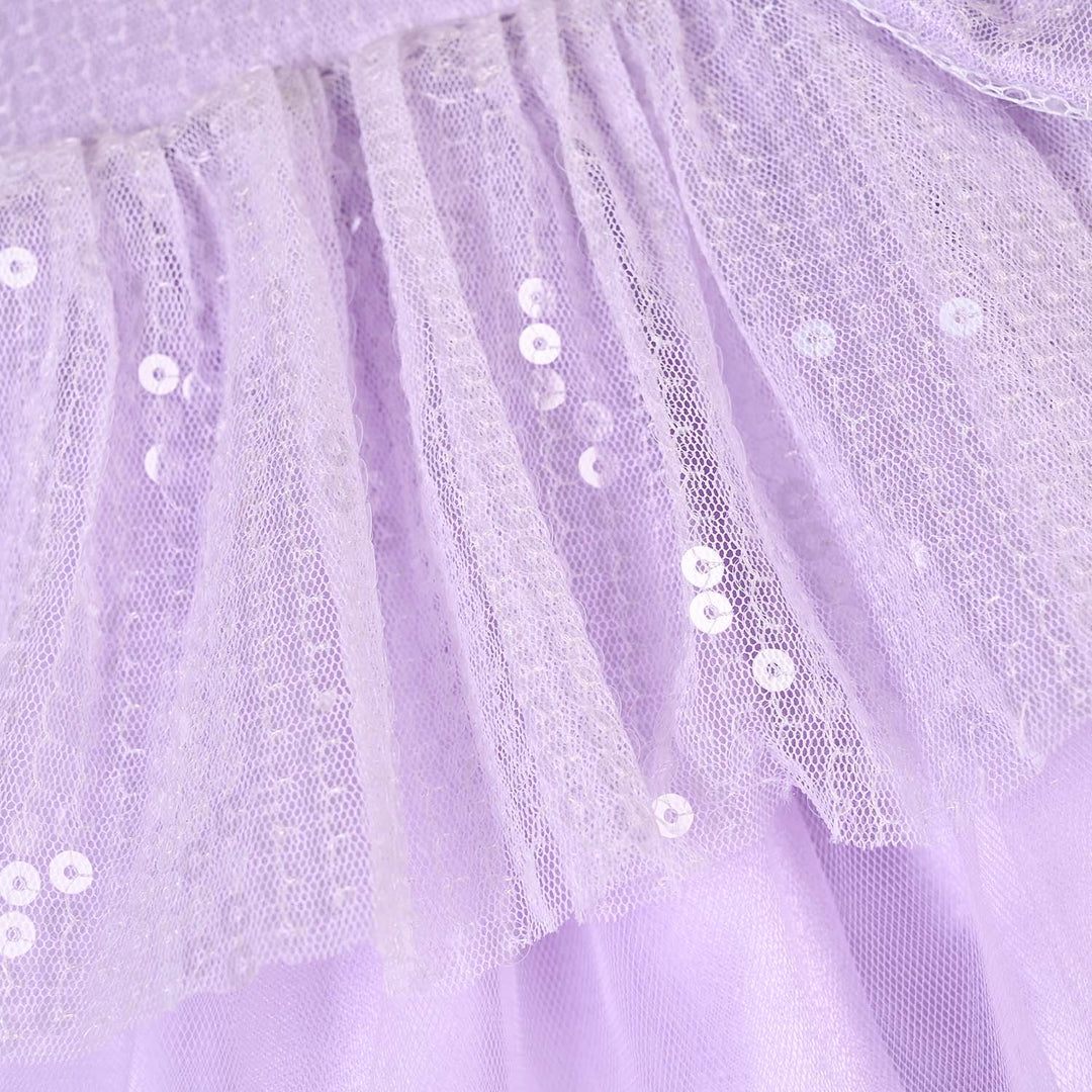 Infant Girls Sequence Fancy Frock-Jewel-Lilac