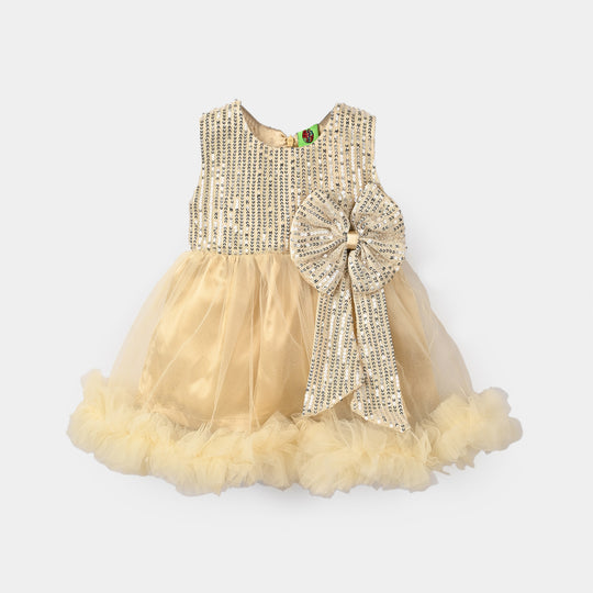 Infant Girls Sequence Fancy Frock-Pretty Girl-BEIGE