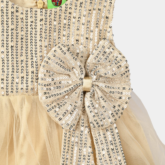 Infant Girls Sequence Fancy Frock-Pretty Girl-BEIGE