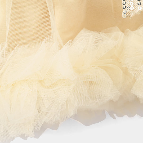 Infant Girls Sequence Fancy Frock-Pretty Girl-BEIGE