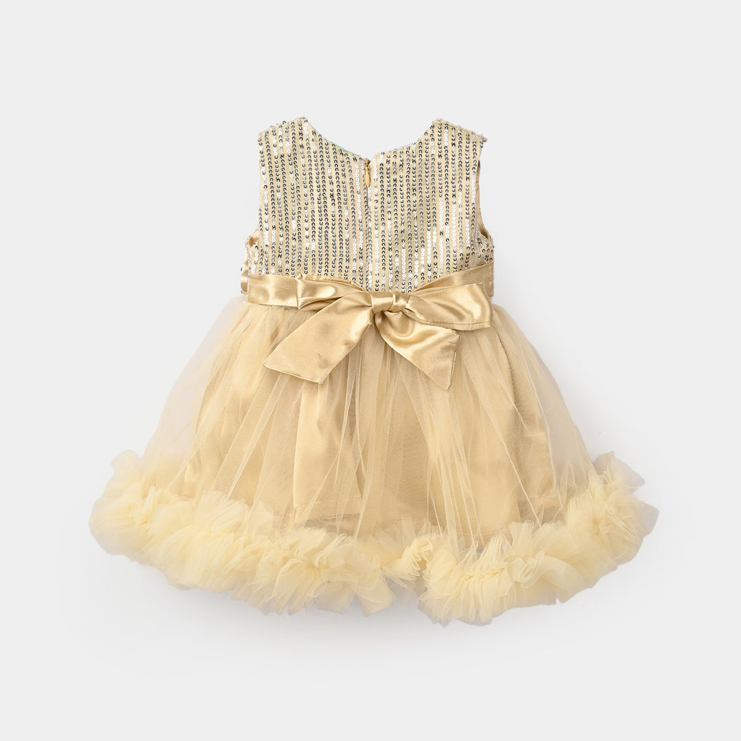 Infant Girls Sequence Fancy Frock-Pretty Girl-BEIGE