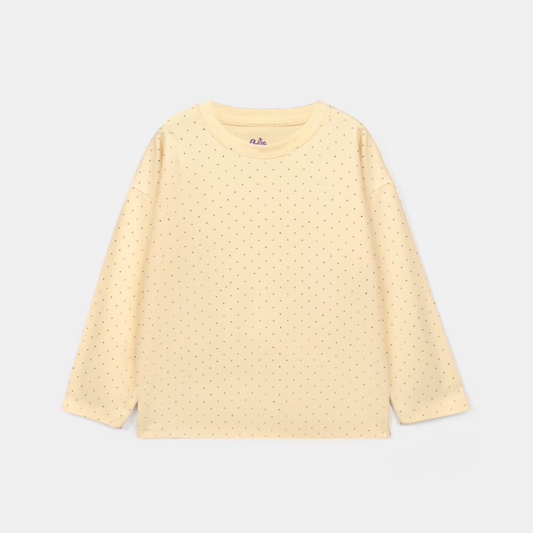 Girls Lycra Jersey T-Shirt Silver Studs - Yellow