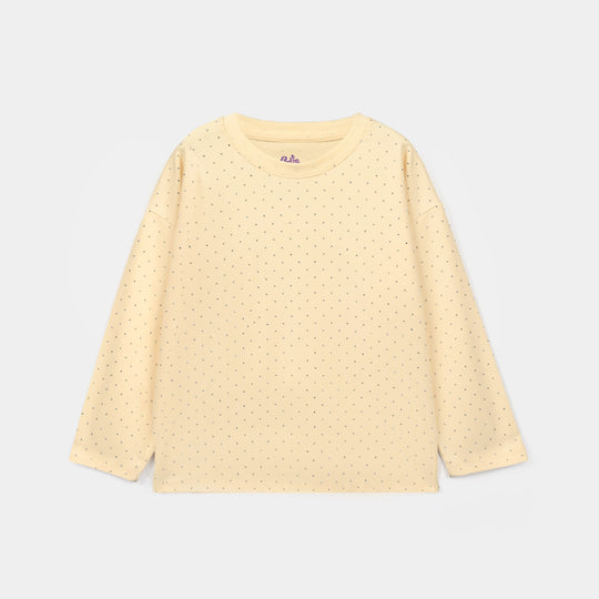 Girls Lycra Jersey T-Shirt Silver Studs - Yellow