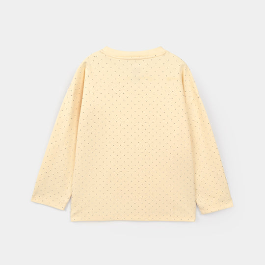 Girls Lycra Jersey T-Shirt Silver Studs - Yellow