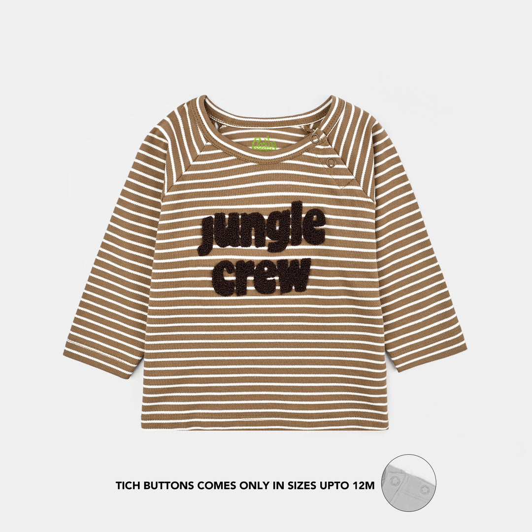 Infant Boys Yarn Dyed T-Shirt Jungle Crew-BROWN