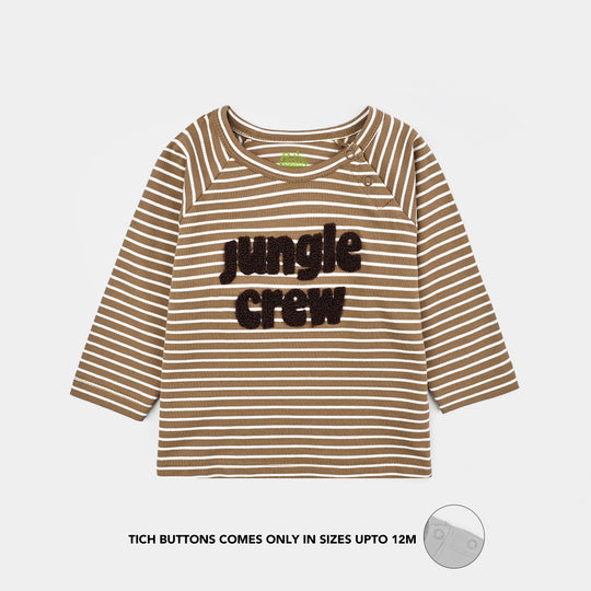 Infant Boys Yarn Dyed T-Shirt Jungle Crew-BROWN
