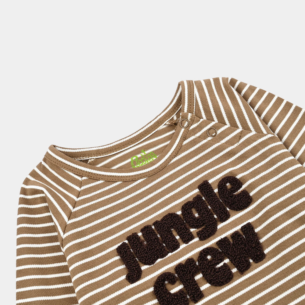 Infant Boys Yarn Dyed T-Shirt Jungle Crew-BROWN