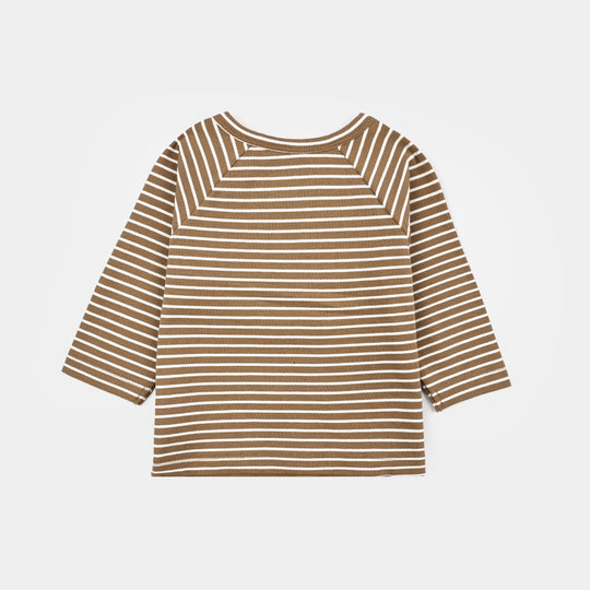 Infant Boys Yarn Dyed T-Shirt Jungle Crew-BROWN