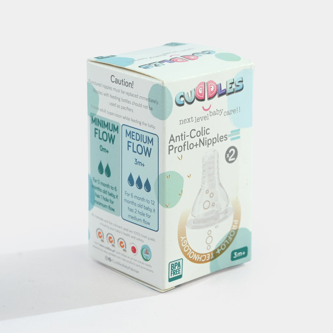 Cuddles Anti-Colic Proflo+ Nipples 3M+